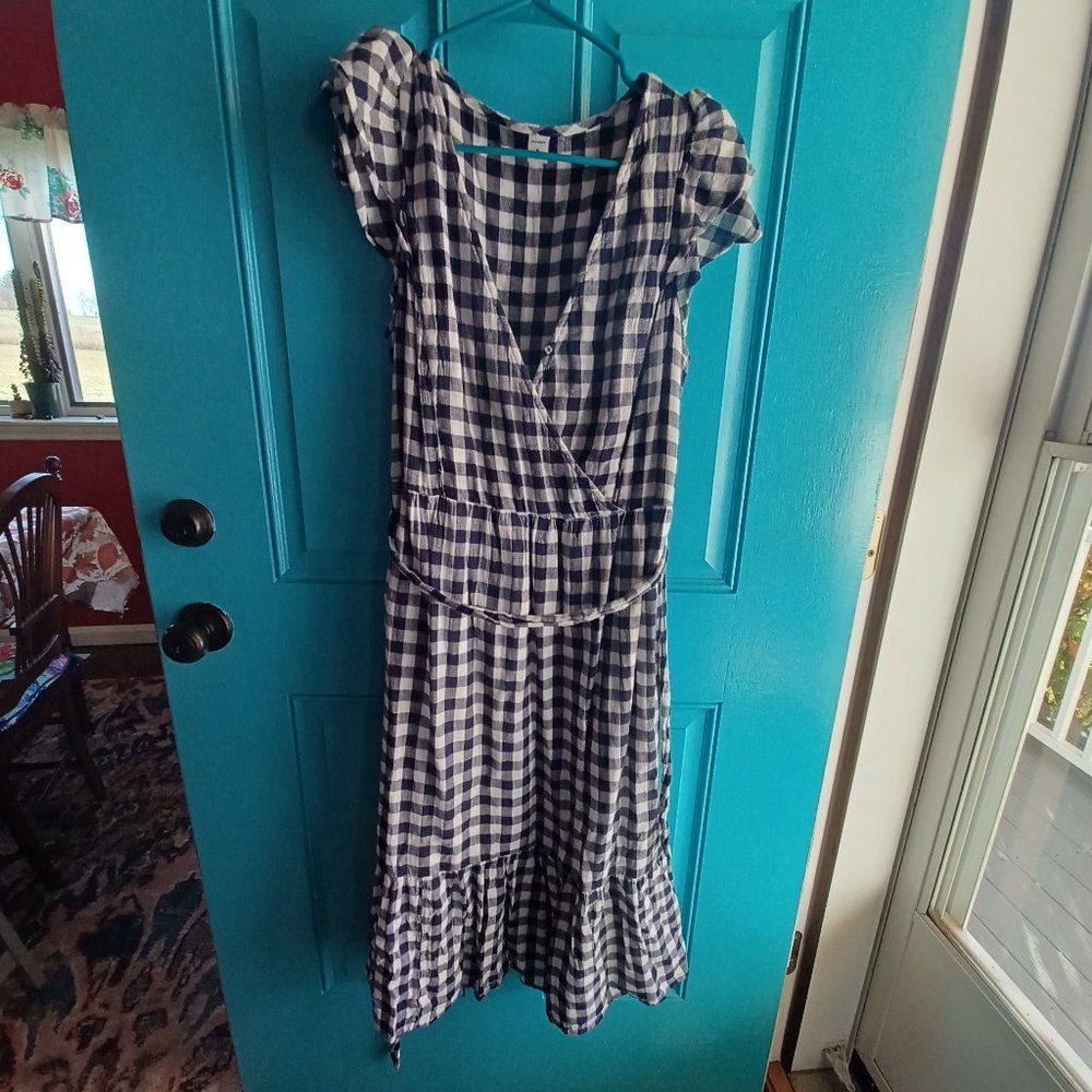 Old Navy Blue Gingham Wrap Dress Size Medium